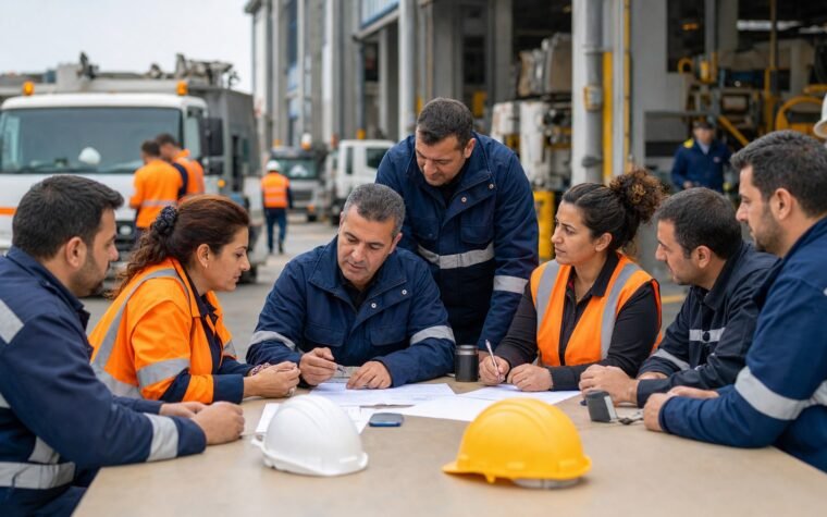 Çalışma hayatına ilişkin belgeleri birlikte inceleyen kamu işçileri